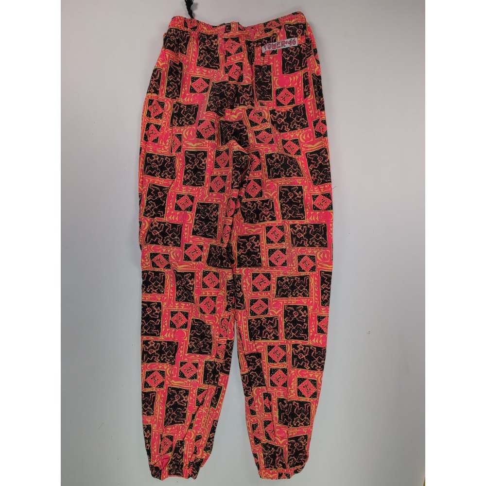 Vintage Tower 46 Neon Pink Tribal Print Cotton Beach Pants Mens Medium USA Made - Picture 2 of 10